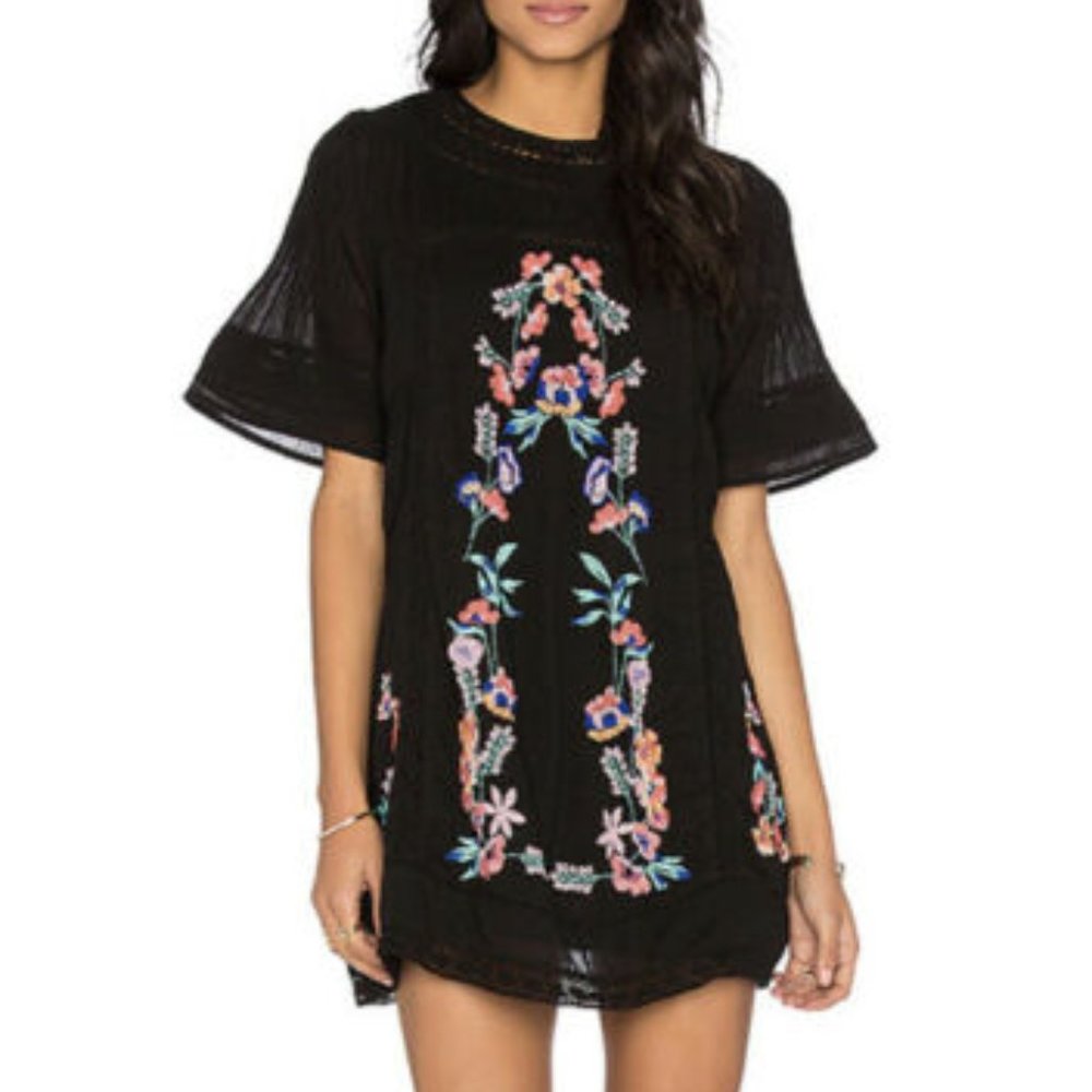 Free People Perfectly Victorian Embroidered Mini Dress